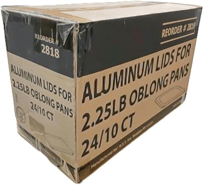 Rectangular Aluminum Lids for 2.25 lb Oblong Pans 8.25 x 5.75 Inch | Heavy Duty Disposable Foil Covers with Secure Fit | Heat Retention for Catering Takeout Meal Prep | Bulk Pack 240 Lids