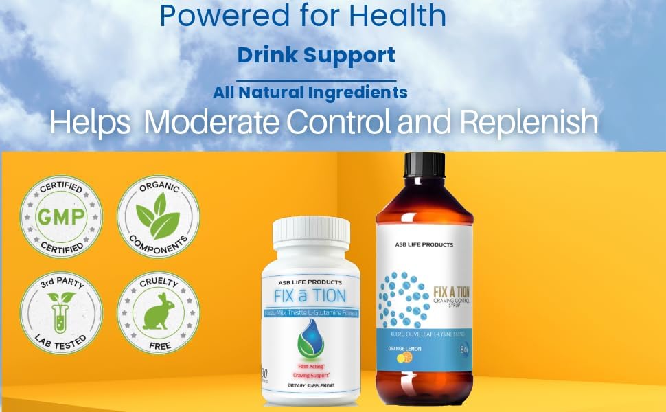 Miniatura 5 de ASB Life Products Suplemento de apoyo contra el alcohol y el alcohol. 10X Anhelo Apoyo Kudzu Milk Thistle L Glutamina B Vitaminas ácido fólico y más