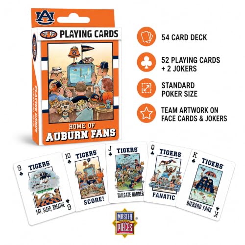 Image of Masterpieces Officially Licensed NCAA Auburn Tigers Playing Cards for Fans - 54 Card Deck for Adults