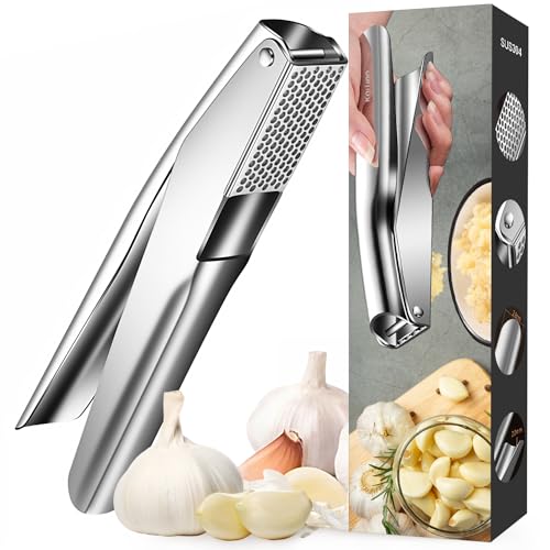 KAITION Stainless Steel Garlic Press,Premium Garlic Crusher & Mincer - Leak-Proof, Easy to Clean, Rust-resistant, Dishwasher Safe!