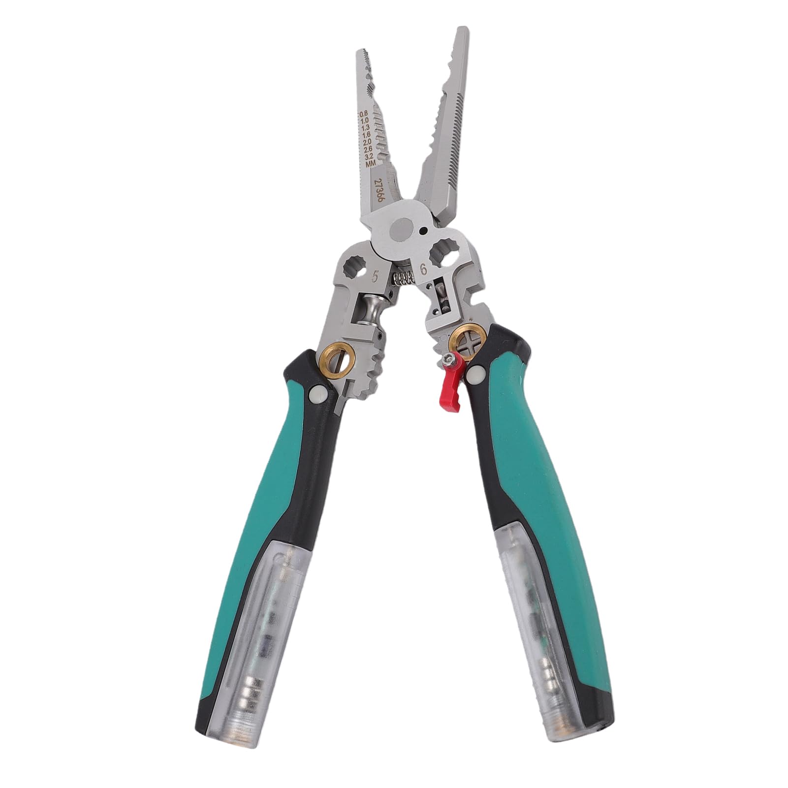 Pinza Spelafili 23 in 1, Strumento Multifunzione per Tagliare, Crimpare e Spelare Fili con Tester Elettrico Rimovibile, per Elettricisti, Impianti di Riscaldamento, Ventilazione