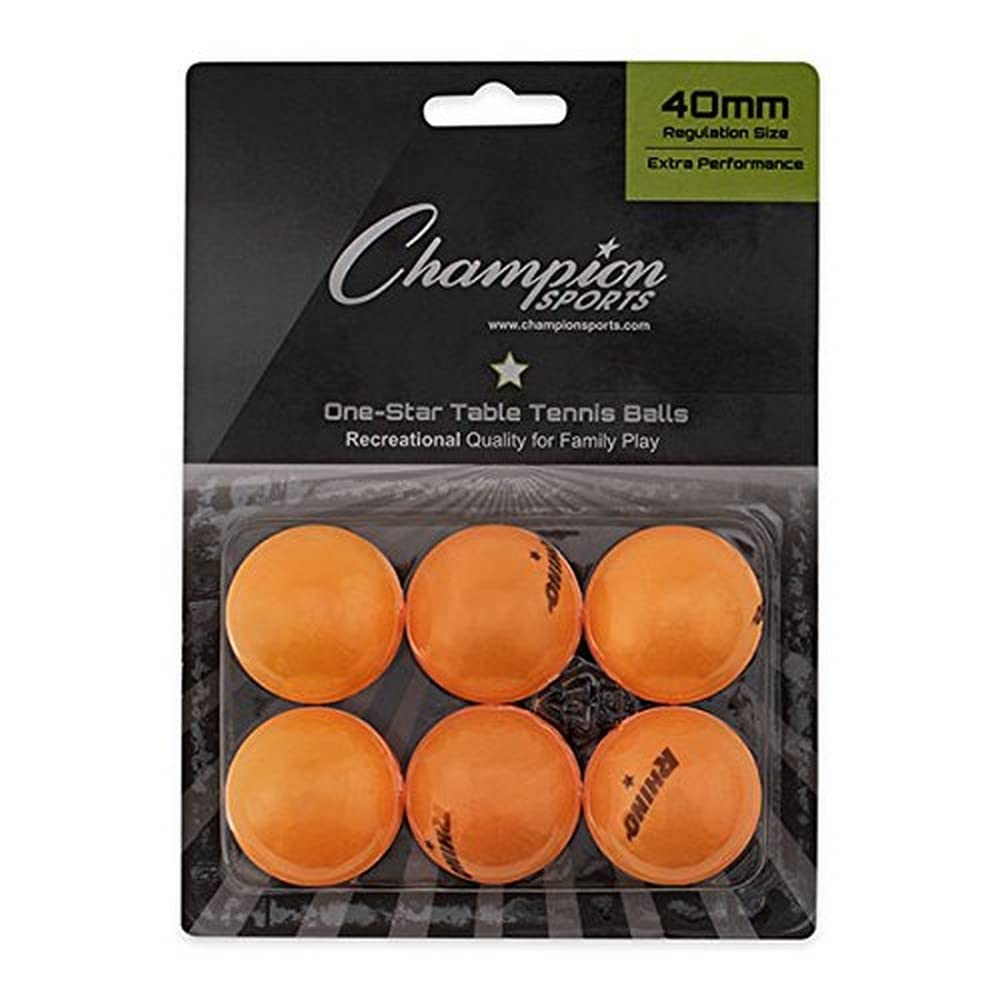 Champion Sports Pomarańczowe piłki do tenisa stołowego, 1 gwiazdka, 6 sztuk