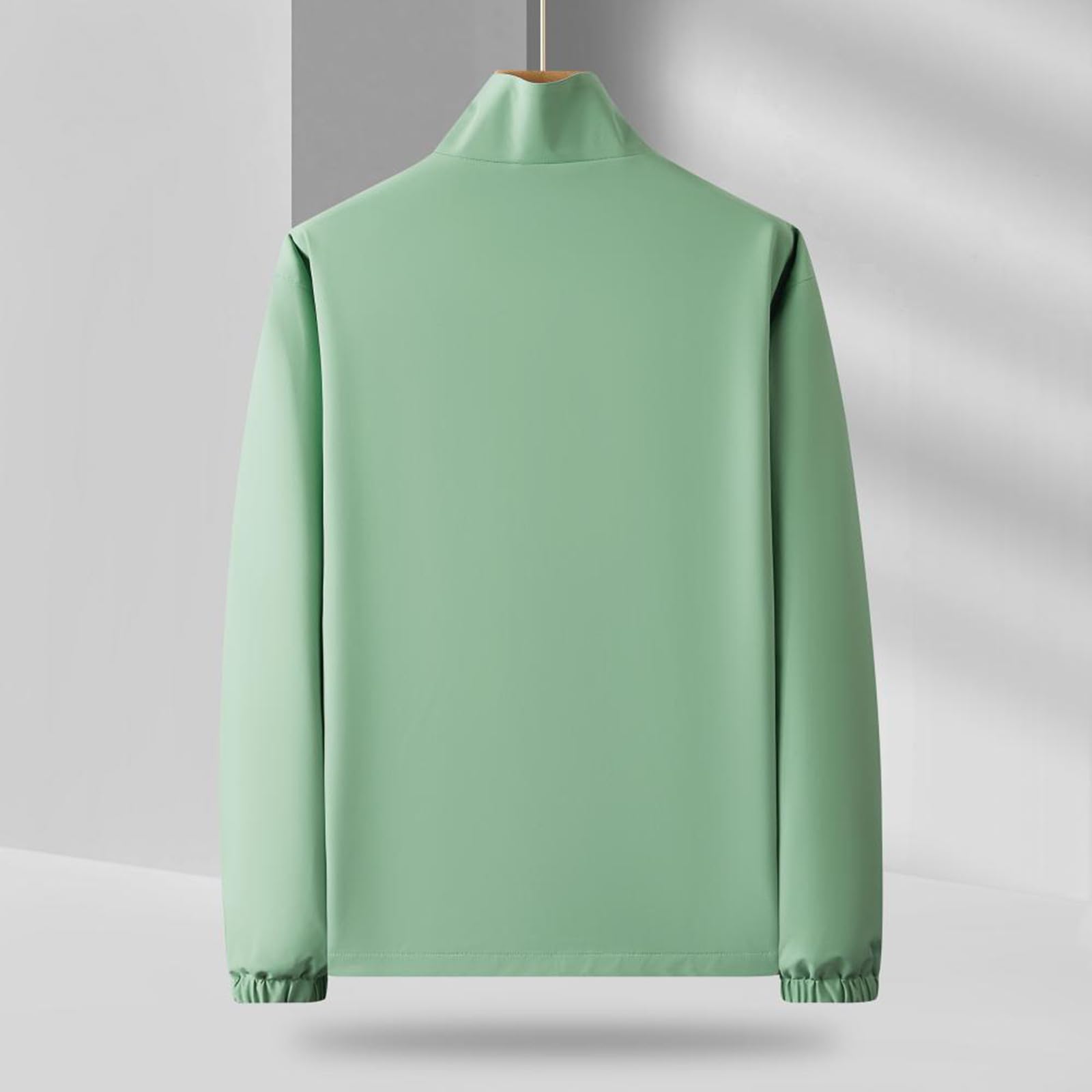 Generisch Chubasquero para hombre, cuello alto, fino, cortavientos, impermeable, cortavientos, chaqueta de entretiempo, chaqueta softshell, chaqueta de entrenamiento, chaqueta deportiva, chaqueta
