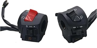 Motorcycle Switch, Motorcycle 22mm Left Right Switch Horn Button Turn Signal Electric Fog Lamp Light Start Push Button Switches Switch Assembly (Color : Black)