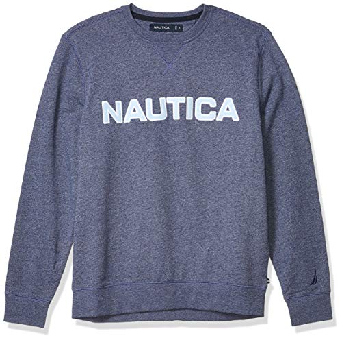 Nautica Men's Logo French Terry Crew Neck Pullover, J Navy, X-Large