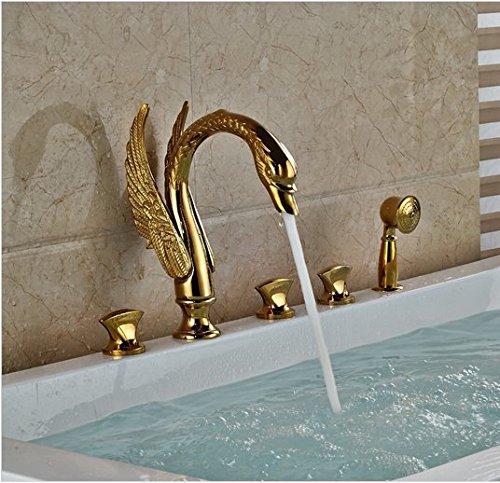 Mélangeur laiton anti-corrosion robinet doré baignoire avec douchette