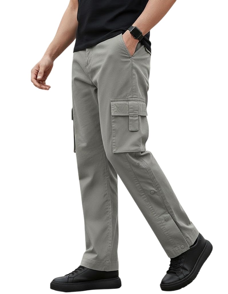 Men's Cotton Cargo Pants | Stylish Elastic Drawstring Waist | Multi Pocket Tactical Pants | Casual Streetwear Utility Comfortable Regular Fit Outdoor Cargos-image-18