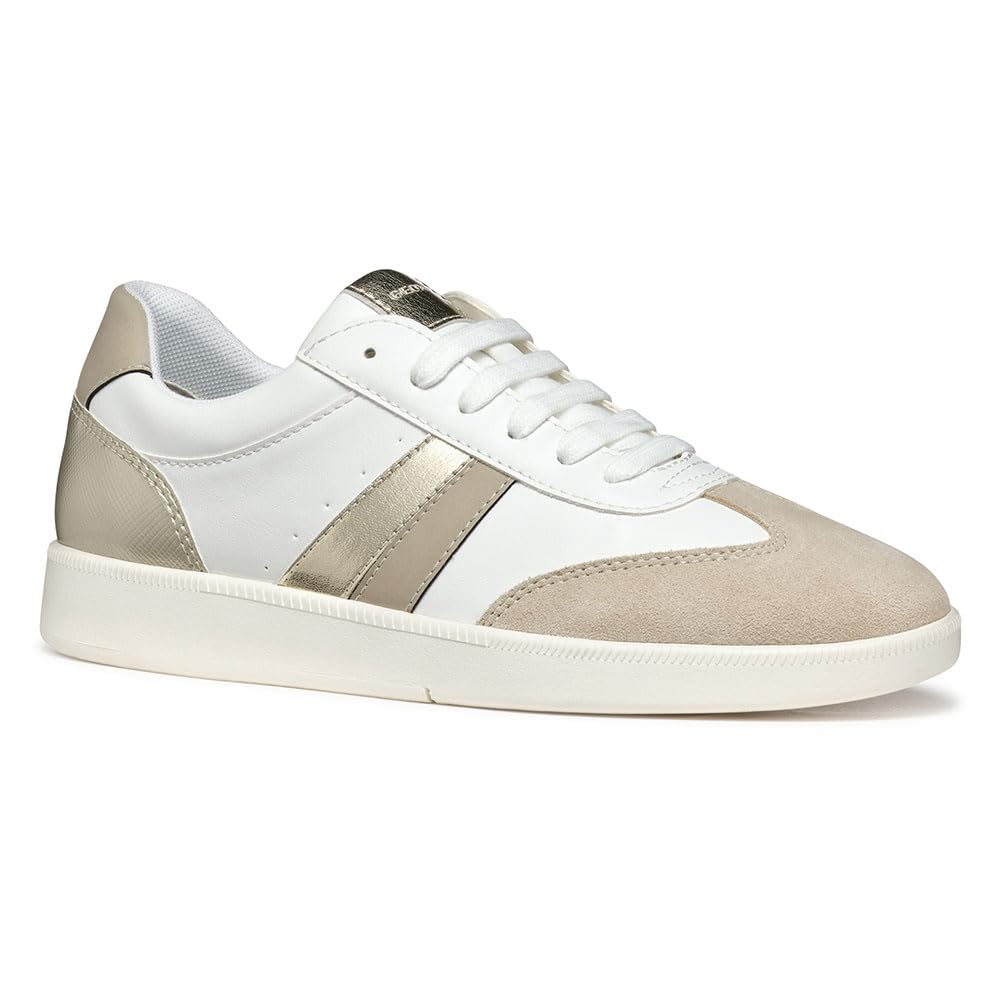 Geox D MELEDA B, Women’s Sneaker, White/Lt Taupe,