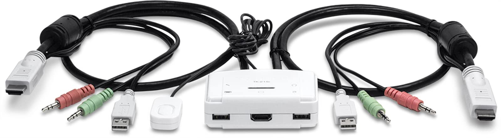 TRENDnet, TK-215I, Commutateur KVM HDMI à 2 ports, contrôle 2 ordinateurs avec un ensemble de commandes de console, Full HD 1080P, HDMI et audio analogique 3,5 mm
