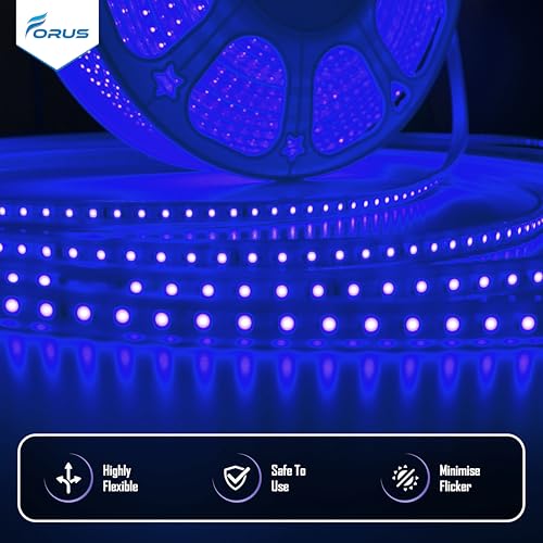 Image of Forus LED Rope Light 35 Meter 6 Month Warranty, Outdoor Waterproof Decorative Cove Lights for Ceiling, Balcony, Home Decor, Interior Decoration, Flexible Profile Light for Diwali, Christmas -Blue