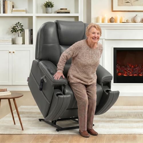 Image of EONIX Triple Motor Power Lift Recliner Chair, Adjustable Headrest, Grey