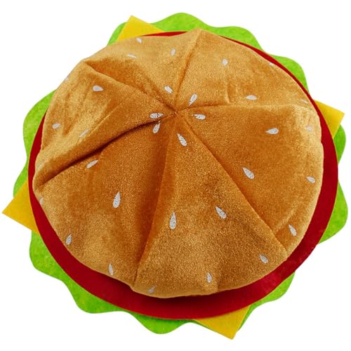 YAXAMING Halloween Funny Hamburger Hat Fast Food Cap Headpiece Women Men Burger Cheeseburger Party Headwear for Christmas Cosplay Holiday Festival Carnival Parade Dress Up Birthday Party Accessories