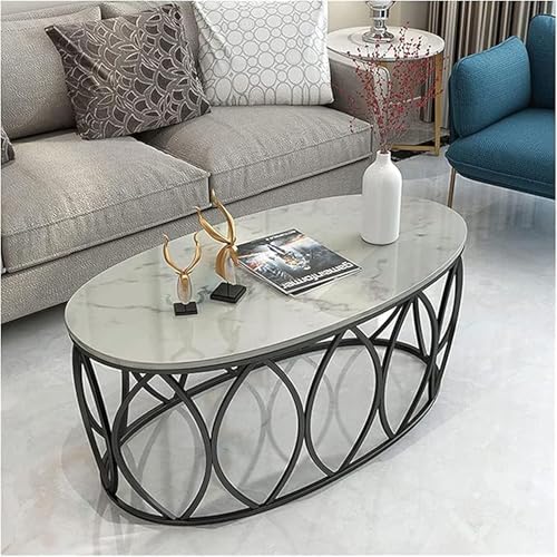 Image of Nordic Oval Low Table with Thick Wooden Top for Apartment Living Room Sofa and Coffee Table for Your Luxurious Living Space - Damp-Resistant Home Center Table Black White