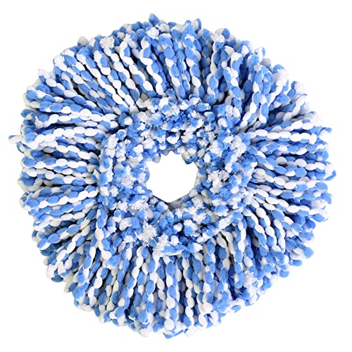 Spin Mop Head, Head Manufacturers Produce Haoshen mop Refills Microfiber Round Cotton Blue and White Replacement for Universal System Home Commercial Use (Blue White)