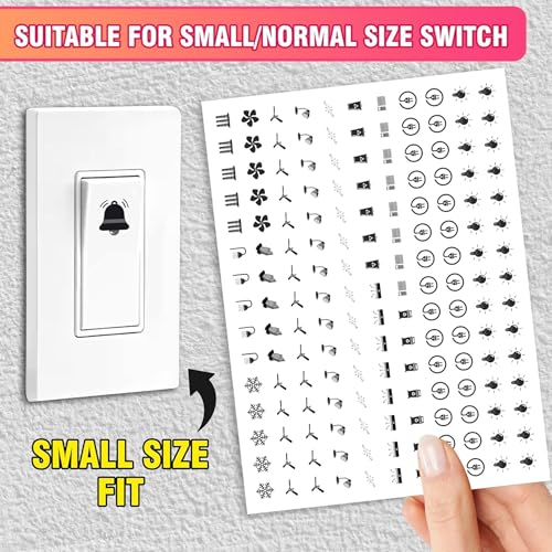 Image of Switch Board Stickers for Home and Office - 560 Self Adhesive Electric White Switch Board Covers, Vinyl Transparent Stickers for Lightbulb, Fan, AC, Stickers (Black)