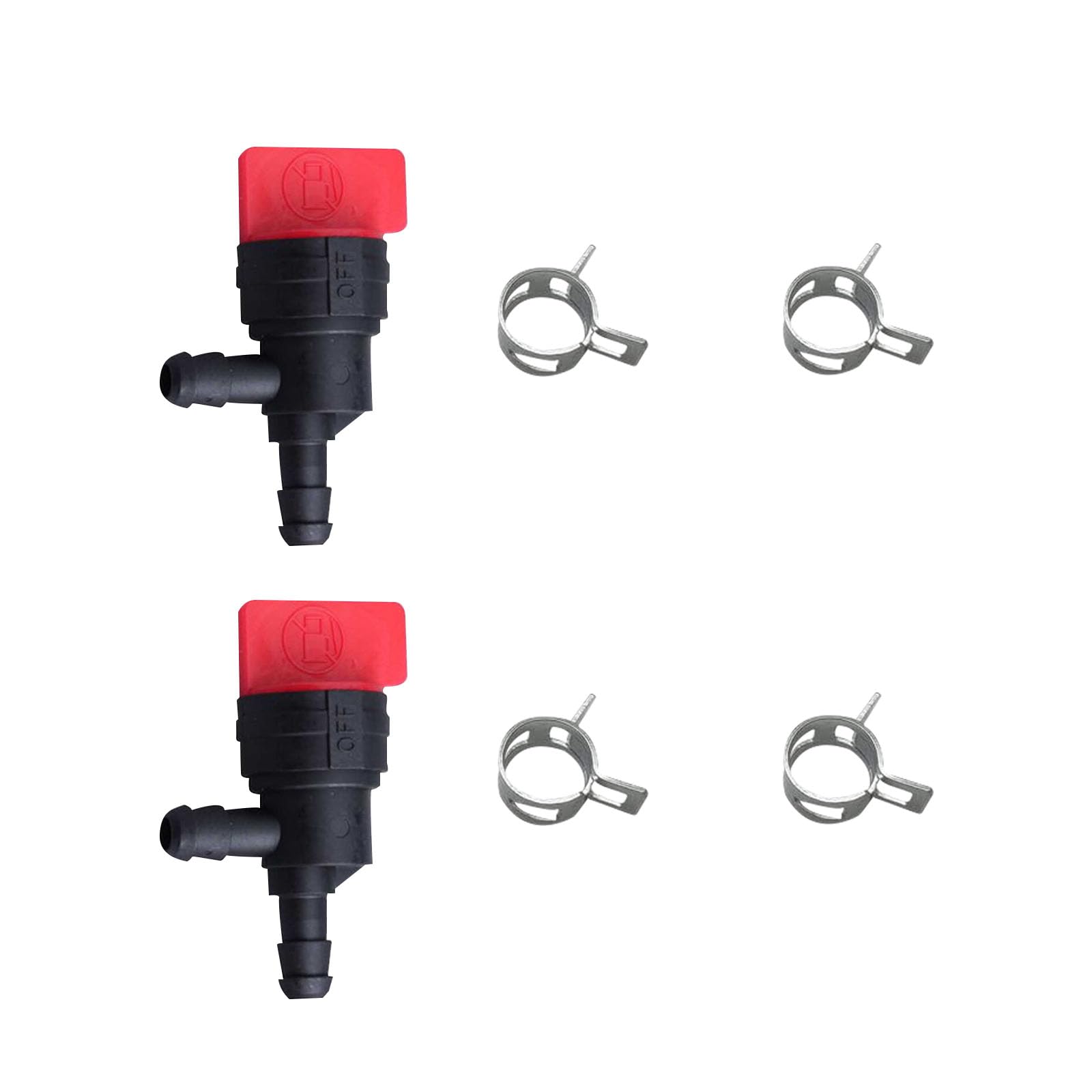 1/4" Inline Fuel Cut Off Valve Shut Off Valve Straight Gas Valve with Clamps Compatible with Many Small Engines Riding Lawn Mower, Garden Tractor, Pressure Washer, Snow Blower, and More