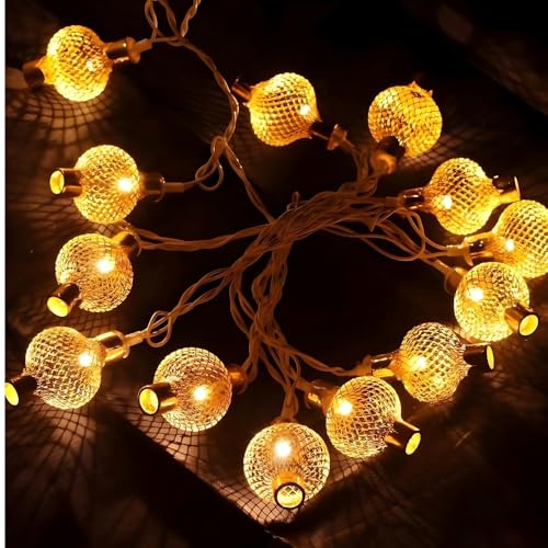 Image of K D Metal String Lights for Decoration -14 LED Metal Jali 3.8 Meter Moroccan LED Fairy Lights, Warm Yellow Decorative Lights for Home, Room, Parties & Festivals