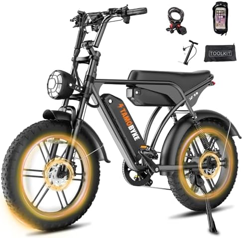 Tamobyke V29Pro Electric Bike for Adults, 1500W Motor, 34MPH E-Bike, 48V15.6Ah Dual Batteries Electric Bike with Full Suspension, 20" Fat Tires Dirt Bike,Electric Moped for Commuting, Off-Road, Snow