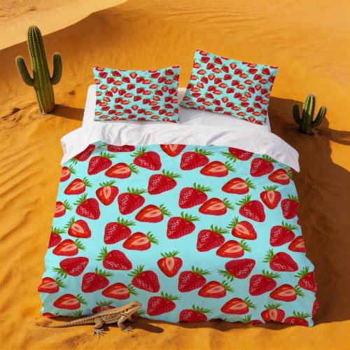 Housse de Couette Microfibre Doux pour Grand Lit Motif Fruité