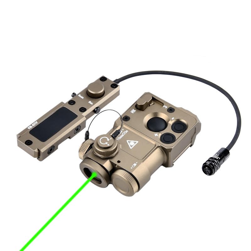 Metal PT-4 Box Laser Sights?with IR Laser + Red/Green/Blue Laser Sight?4-Level Laser Brightness?with Pressure Switch?for 20mm Rail?DE(Green Laser)