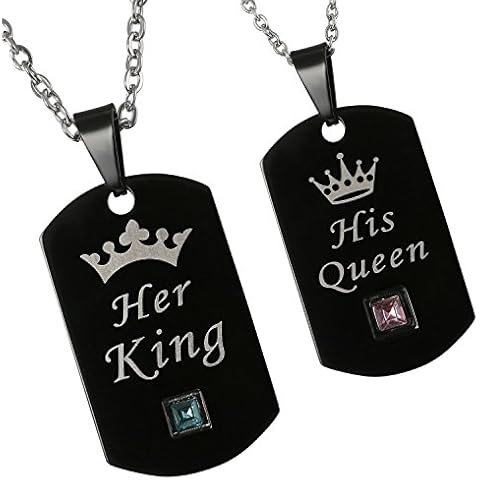 Collares para Pareja 2 Pcs Acero Inoxidable King y Queen Cover