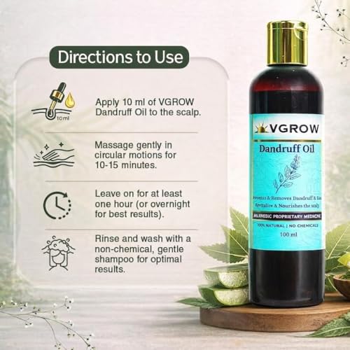 Image of VGROW Natural Dandruff Oil, Ayurvedic Hair Treatment, 100 ml