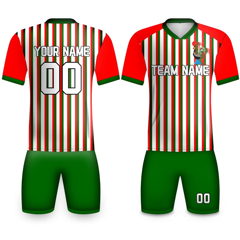 tiansiaben Maillot de football du Portugal pour enfants garçons, survêtement vintage Portugal pour enfants, logo personnalisé de l'équipe, maillots et...