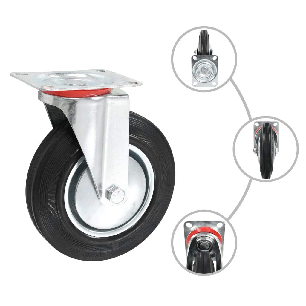 vidaXL 32x Lenkrollen Transportrollen Laufrollen Möbelrollen Schwerlastrollen Laufrolle Rollen Industrierolle Lenkrolle Möbelrolle 200mm Gummi Eisen