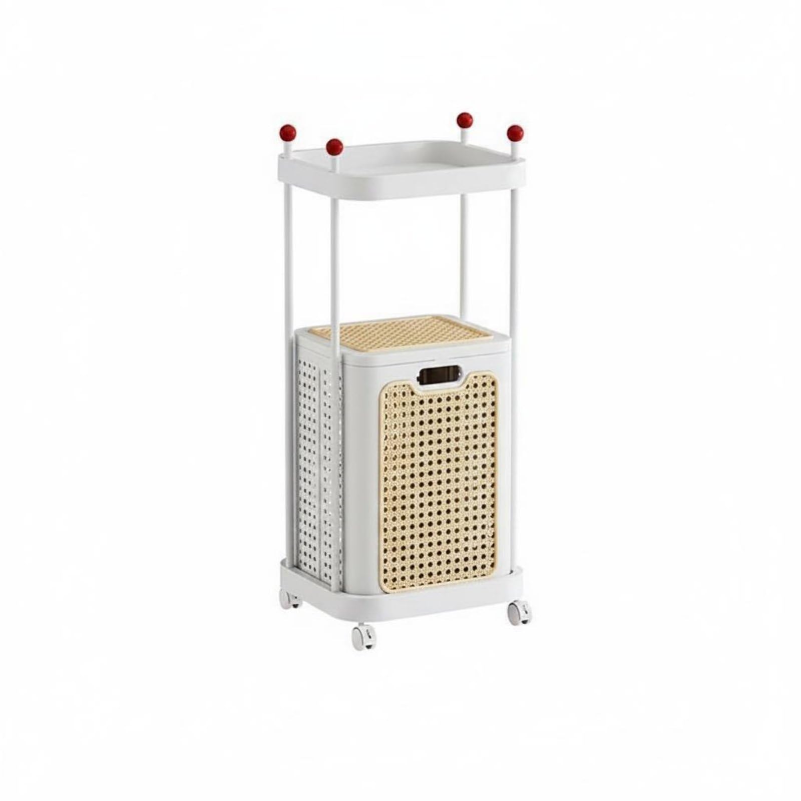 Amagogo Carrello Portabiancheria Cesto, Bianco Avorio, A