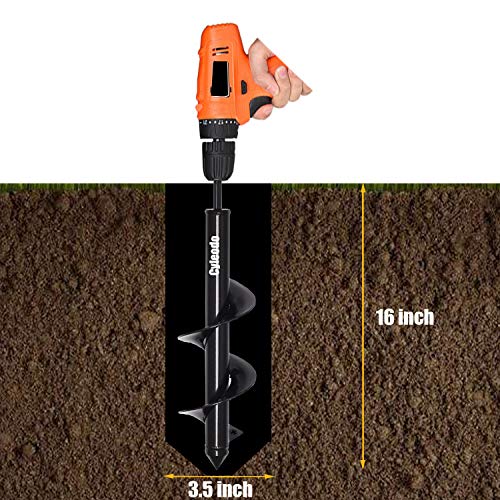 Cyleodo Garden Auger Spiral Drill Bits,3.5X16” Post Hole Diggers Auger Drill Bit Drill Auger Attachment with Non-Slip 3/8” Hex Drive Drill…