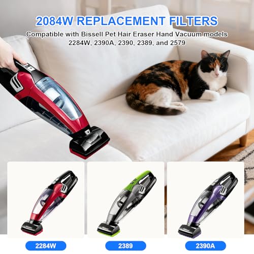 Image of Hepa Filter Replacement Compatible with Bissell Pet Hair Eraser Hand Vacuum 2390A, 2284W, 2390, 2579, 2389, Part # 1614212 1614203 1614204-2 Mesh Filters and 4 Foam Filters