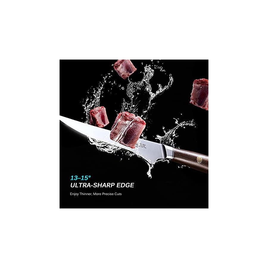 KYOKU 6.5 Inch Boning Knife - Daimyo Series - Butcher Knife with Ergonomic Rosewood Handle, and Mosaic Pin - Japanese 440C Stainless Steel Kitchen Knife with Sheath & Case