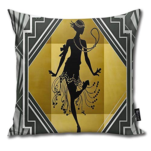QMS CONTRACTING LIMITED Throw Pillow Cover Art Deco Flapper Roari...