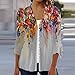 Women's Floral Print Bell 3/4 Sleeve Cardigan Lightweight Open Front Button Down Cover Up Casual Blouse Tops