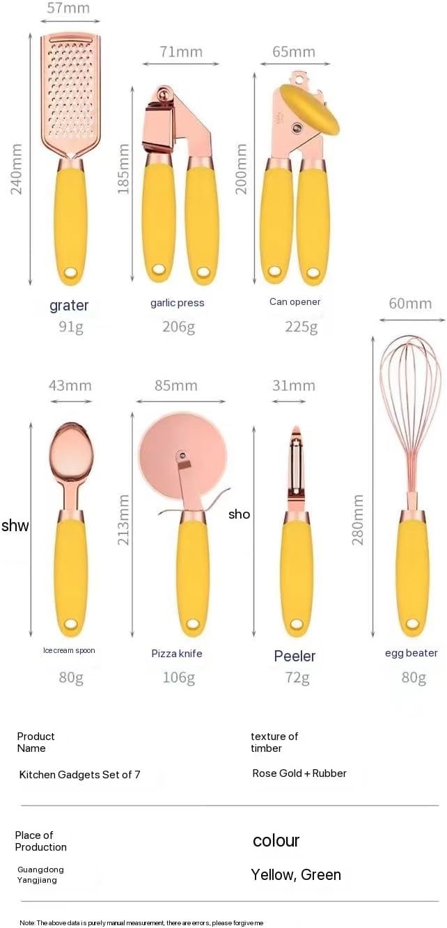White & Gold Kitchen Tools and Gadgets - Luxe 7PC Cooking Tools and Gadgets with Anti-Slip Handles, Gold Utensils Set, Gold Kitchen Accessories,Premium Kitchen Gadget Set (rose gold and pink)