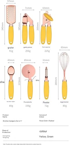 Miniatura 8 de Herramientas y accesorios de cocina blancos y dorados, herramientas de cocina de lujo de 7 piezas con asas antideslizantes, juego de utensilios de