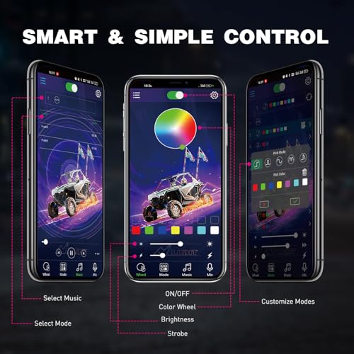 Image of Nilight RGB LED Rock Lights Kit 10 Pods Underglow Multicolor Neon Pod with Remote & Bluetooth App Control DIY Flashing Music Mode Wheel Well Light for Truck ATV UTV RZR SUV