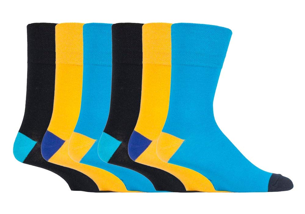 Gentle Grip Men's Mgg561 6 Pairs No Elastic Socks 6-11 Uk, 39-45 Eur Assorted Colours (Mgg561)