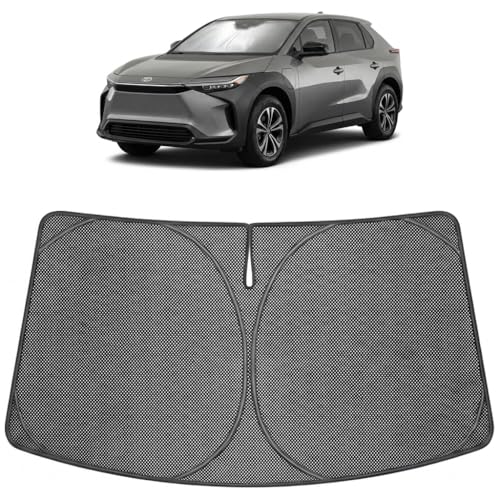 Image of Proadsy Windshield Sun Shade Custom Fit Toyota bZ4X 2023-2026 Ice Crystal Black Front Window Sunshade UV and Heat Blocker Foldable Visor Keeps Car Cooler for Summer Parking and Daily Use
