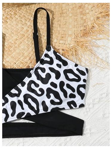 Milumia Girl's 3 Piece Bikini Set Leopard Print Criss Cross Swimwear with Beach Skirt4