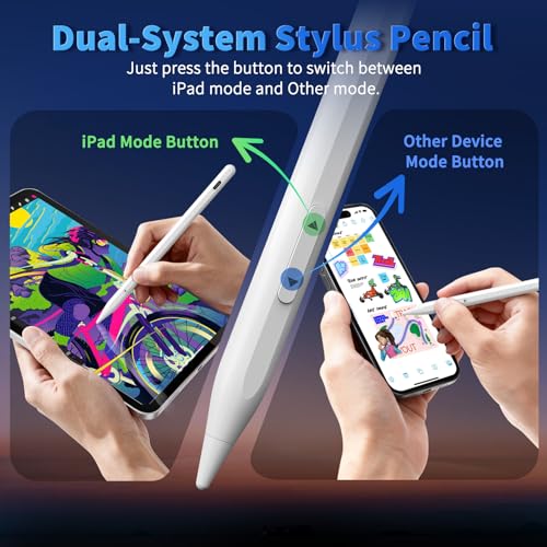 Image of IPad Pencil for iOS & Android Touch Screens, New Designed 10 Mins Fast Charge Stylus Pen for Apple iPad Pro, Air, Mini, (Palm Rejection Only for iPad) iWatch, iPhone, Samsung, Tablet All Devices