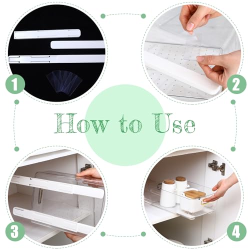 CroBlissful 4 Pcs Adhesive Sliders for Cabinets Pull Out Drawer Organizer Accessories Basket Office Glide Cabinet Tracks Runner Adhesive Drawer Slides Pull Out Replace Guide Rail for Back to School - Image 3