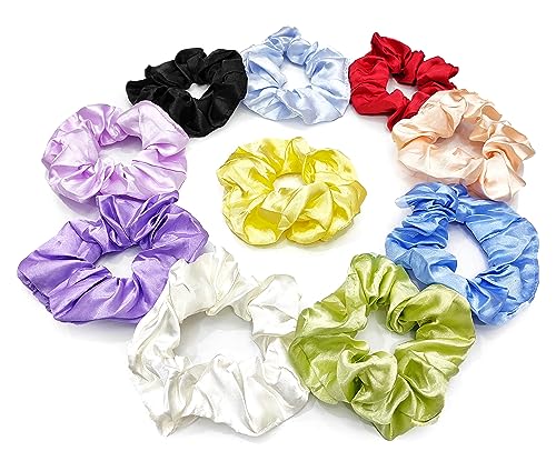 ANNACREATIONS Premium Soft Super Elastic Satin Hair Scrunchies For Women And Girls - 10 Pcs - Image 7