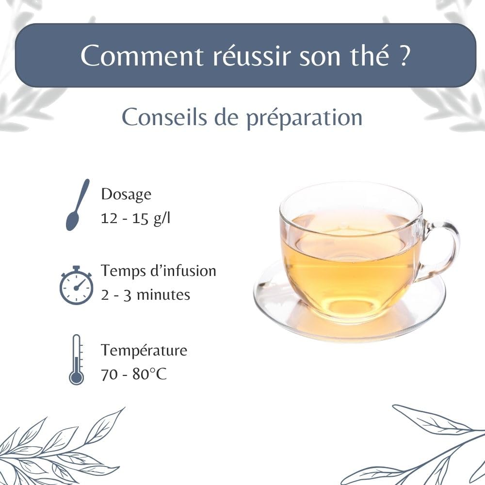Thé Vert Gunpowder Bio - Thé Vegan en Vrac Riche en Caféine, 100% Naturel, Sans OGM - Agriculture Biologique - Conditionné en France - Sachet 1 kg (500 Tasses)