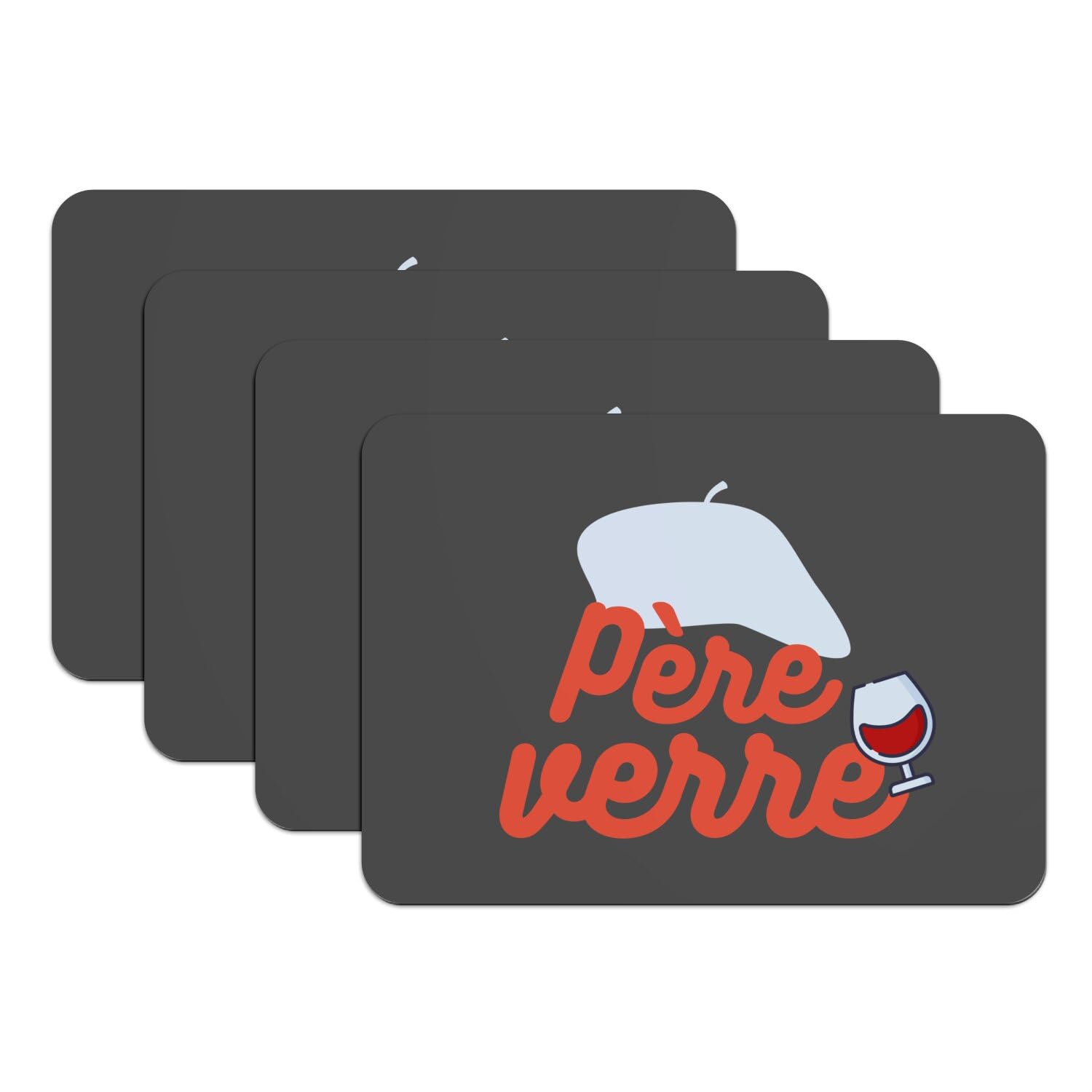 Lot sets de table caoutchouc noir grand format 39,5x28,5 dessous verre vin humour