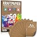 Produktbild 50 Blatt Kraftpapier A4-300 g - 21 x 29,7 cm - Bedruckbar - DIN Format, Naturkarton & DIY Deko Bastelpapier Pappe Blätter aus Kraftkarton zum Basteln für Hochzeit, Vintage Geschenke Kartonpapier