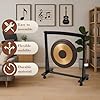 Ripeng Gong Chimes Wood Stand for 14" to 22" Gongs with Base for 1 Gong or 5 Chimes Wood Drum Stand with Brake Pulley for Sound Therapy and Meditation (Black, Style A) #3