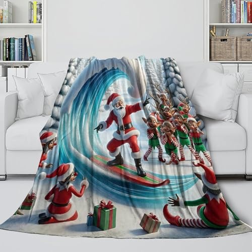 Couverture microfibre Père Noël 3D douce et chaude 180x200cm