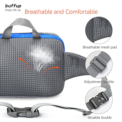 buffup® Heuptas, buiktas met flessenhouder, geschikt voor dames en heren, waterdicht, ademend, geschikt voor wandelen, kamperen, reizen, fietsen, blauw - Image 4