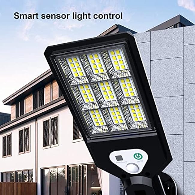 Fockety Solar Street Light, Outdoor 3000LM IP65 Waterproof Solar Flood Light, Multifunction Security LED Solar Parking Lot Light with Motion Sensor for Outside Garden Yard Parking